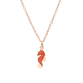 DoDo Ciondolo cavalluccio marino in oro rosa 9K e smalto arancione effetto madreperla.