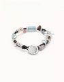 UNO DE 50 Leather bracelet with metals clad with silver with multicolour glasses