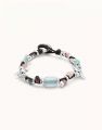 UNO DE 50 Leather bracelet with metals clad with silver with multicolour glasses