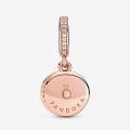 PANDORA Charm pendente doppio con disco rosa scintillante