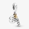 PANDORA Charm pendente bicolore Candela di compleanno