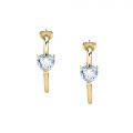 CHIARA FERRAGNI DIAMOND HEART  EARRINGS YELLOW GOLD+WHITE CZ 28MM