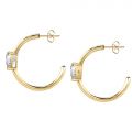 CHIARA FERRAGNI DIAMOND HEART  EARRINGS YELLOW GOLD+WHITE CZ 28MM