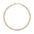 CHIARA FERRAGNI CHAIN NECKLACE YELLOW GOLD+SILVER+WHITE/PINK CZ 38+4CM