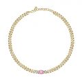 CHIARA FERRAGNI CHAIN NECKLACE YELLOW GOLD+SILVER+WHITE/PINK CZ 38+4CM