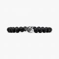 NOVE25 BRACCIALE AGATA NERA OPACA 080 E CUORE SACRO / ARGENTO BRUNITO LUCIDO