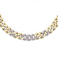 CHIARA FERRAGNI CHAIN NECKLACE YELLOW GOLD+SILVER/PAVE PINK CZ 38+7CM