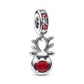 PANDORA Charm Pendente Renna Naso Rosso Vetro di Murano