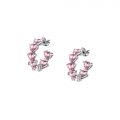CHIARA FERRAGNI DIAMOND HEART  EARRINGS SILVER+PINK CZ 17.5MM