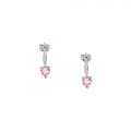 CHIARA FERRAGNI DIAMOND HEART  EARRINGS SILVER+WHITE/PINK CZ 18MM