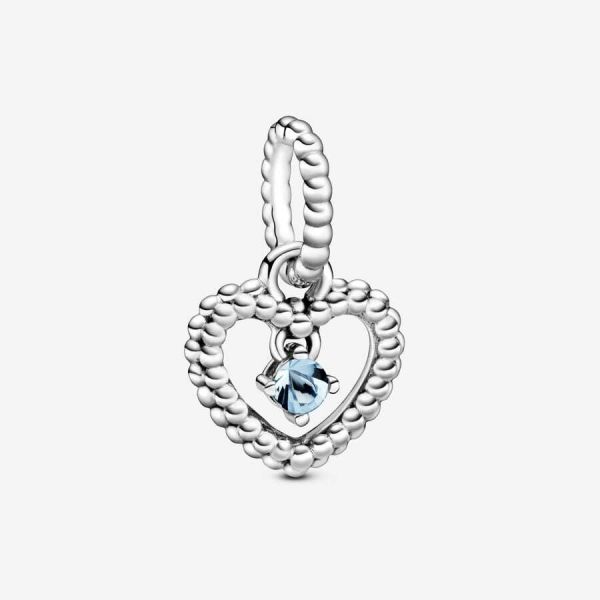 PANDORA Charm Pendente Cuore Azzurro Marzo