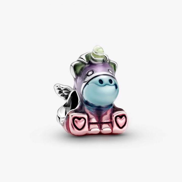 PANDORA Charm Bruno l’unicorno con arcobaleno colorato