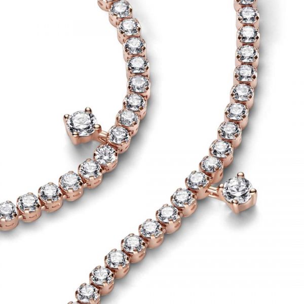 PANDORA Bracciale Tennis con Gocce Luminose Rose