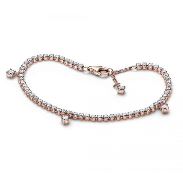 PANDORA Bracciale Tennis con Gocce Luminose Rose