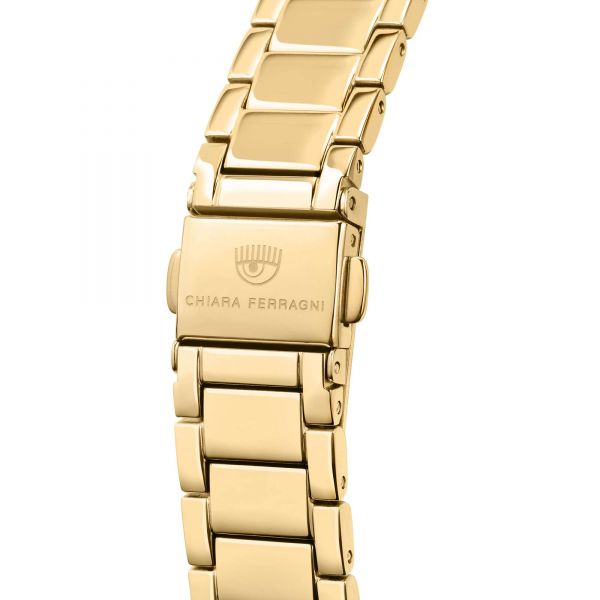 CHIARA FERRAGNI CONTEMPORARY 32MM 3H SILVER/WIHTE DIAL BRACELET YELLOW GOLD