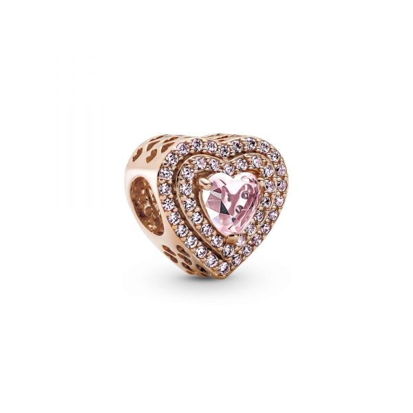 PANDORA Cuore Pietre Rosa