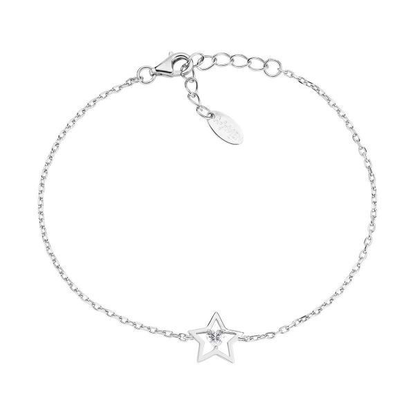 AMEN  Bracciale Stella in Argento Rodio e Zircone Bianco