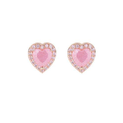 AMEN  Orecchini in Argento Rosato con Cuore in Creek Stone