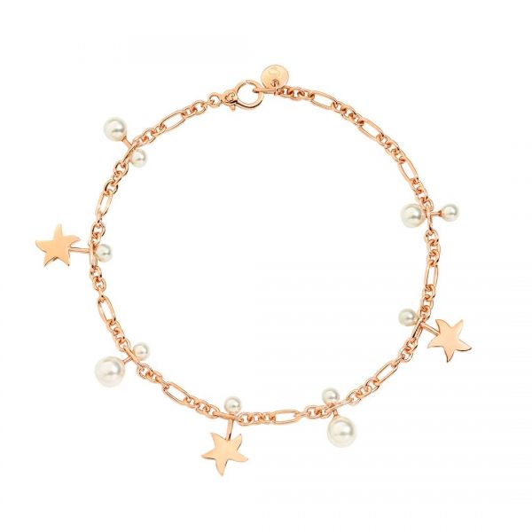 DoDo Bracciale Stellina Oro Rosa e Perle di Cristallo