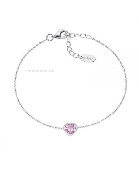 AMEN  Bracciale Cuore Zircone Rosa