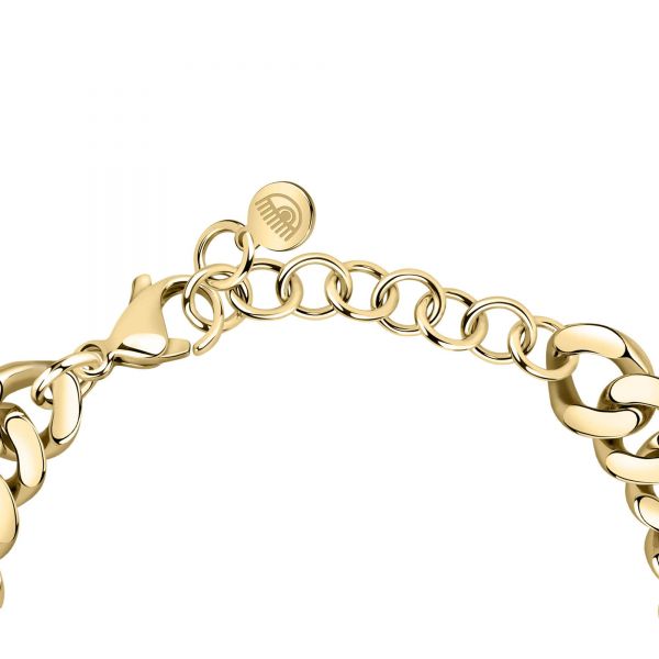 CHIARA FERRAGNI CHAIN BRACELET YELLOW GOLD+SILVER+WHITE/PINK CZ 170+25MM