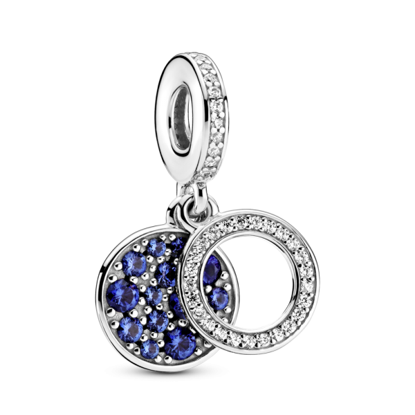 PANDORA Charm pendente doppio con disco blu scintillante