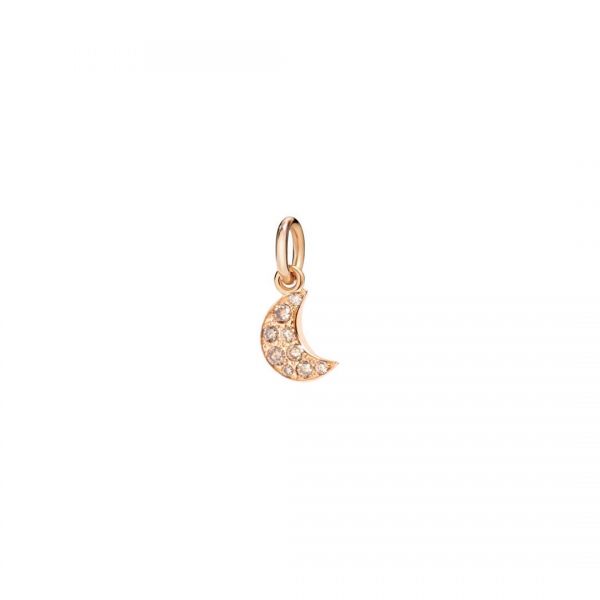 DoDo Ciondolo Luna Oro Rosa 9Ct E Diamanti Brown