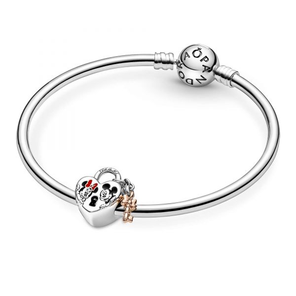 PANDORA Disney, charm Lucchetto d'Amore Mickey Mouse & Minnie