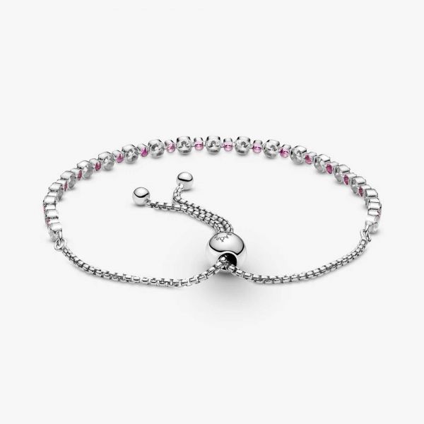 PANDORA Bracciale scintillante rosa e bianco con chiusura regolabile