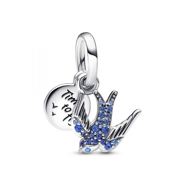 PANDORA PANDORA Charm Pendente Rondine Pietre Blu 