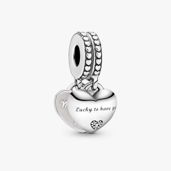 PANDORA Charm pendente con doppio cuore Nuora e suocera