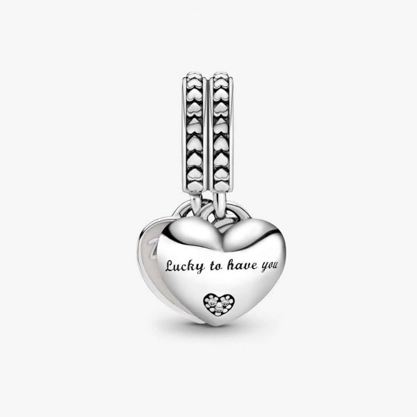 PANDORA Charm pendente con doppio cuore Nuora e suocera