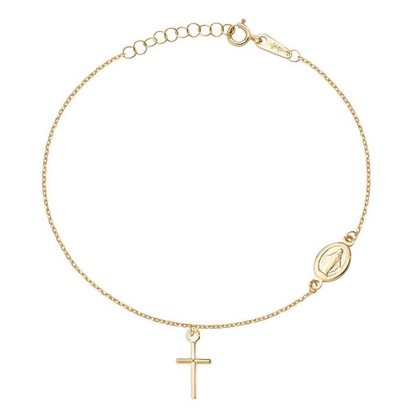 AMEN  Bracciale Croce e Miracolosa Oro 9kt