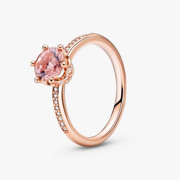 PANDORA Anello con solitario Corona rosa scintillante