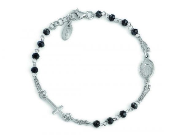 AMEN  Bracciale Rosario AG925 Cristalli grigi Lungh. 18+2 cm 