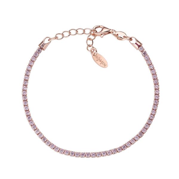 AMEN  Bracciale Tennis Rosè Zirconi Rosa 