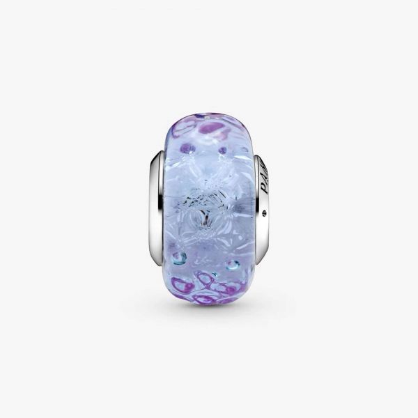 PANDORA Charm in vetro di Murano color lavanda con onde