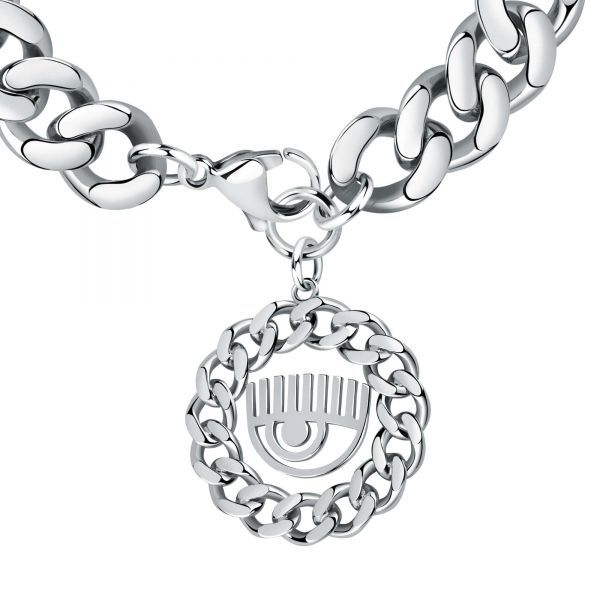 CHIARA FERRAGNI CHAIN BRACELET SILVER+EYE LOGO CHARM 18CM