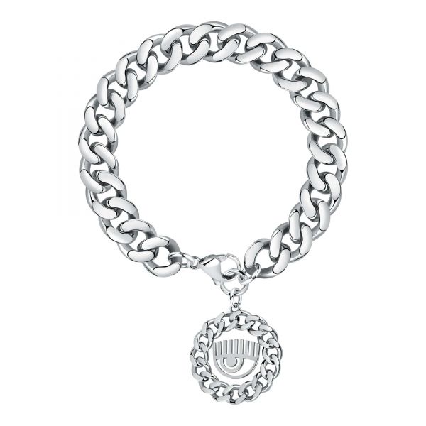 CHIARA FERRAGNI CHAIN BRACELET SILVER+EYE LOGO CHARM 18CM