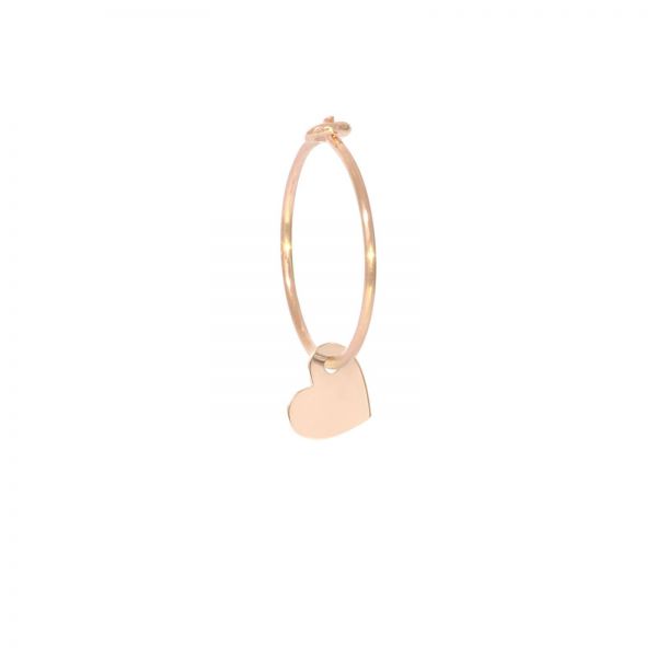 MAMAN et SOPHIE Orecchino singolo a cerchio Aurum con cuore pendente in oro rosa 18kt