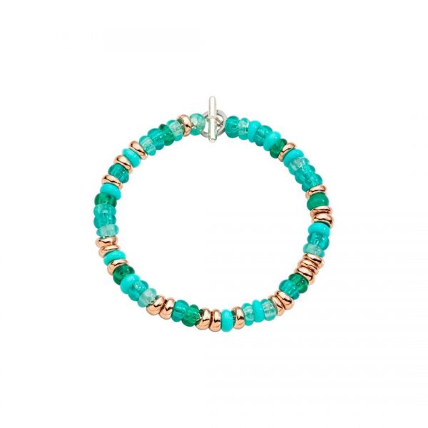DoDo Bracciale Dodo Rondelle PET e Argento Dorato - Azzuro