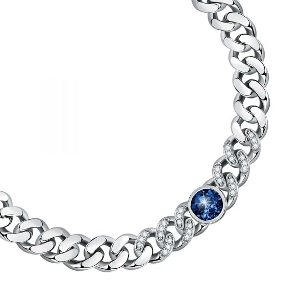 CHIARA FERRAGNI CHAIN BRACELET SILVER W/BLUE CZ 160+30MM