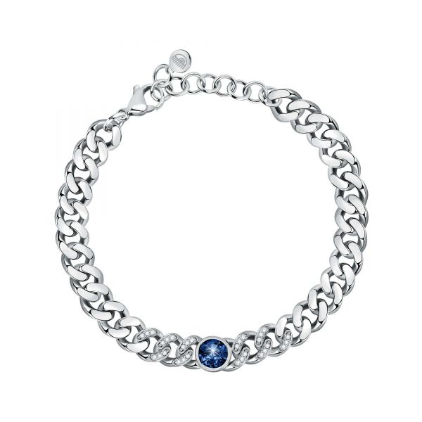 CHIARA FERRAGNI CHAIN BRACELET SILVER W/BLUE CZ 160+30MM