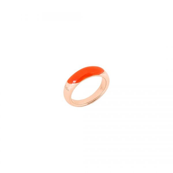 DoDo Anello Argento Dorato Oro Rosa 18 Kt Con Smalto Hyceram Rosso 
