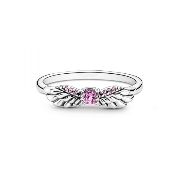 PANDORA Anello Ali d’angelo con Pietra Rosa