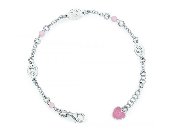 AMEN  Bracciale Madonna Col Bambino  AG925 perline rosa