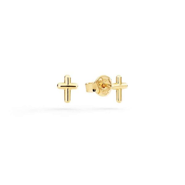 DoDo ORECCHINI MINI STUD CROCE ORO GIALLO