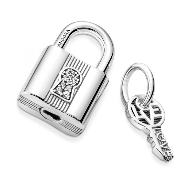 PANDORA Charm Pendente Lucchetto e Chiave dell'Amore