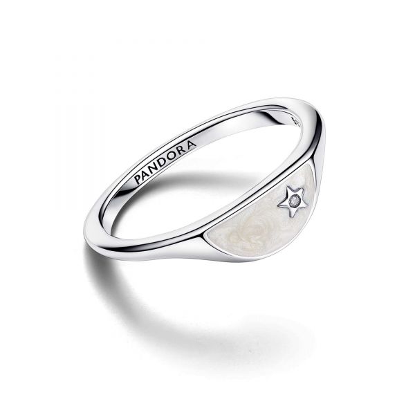 PANDORA Anello Mezzo Sigillo con Smalto Pandora ME