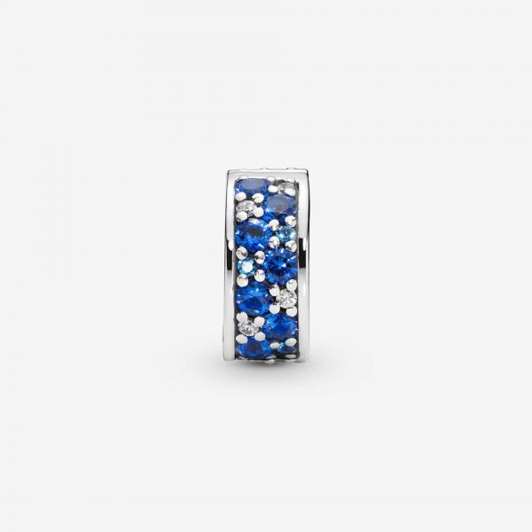 PANDORA Clip con pavé blu